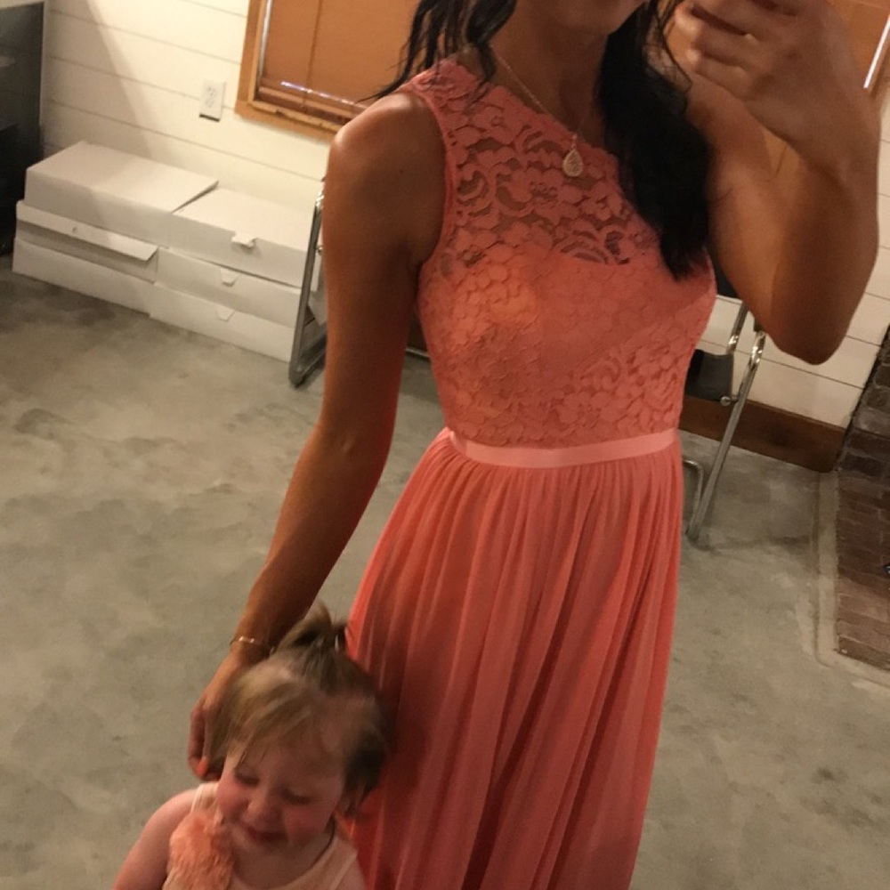 One shoulder coral slit dress
